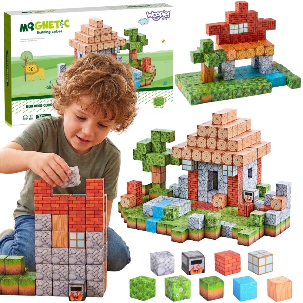Magnetinis konstruktorius WOOPIE kubeliai World of Blocks, 108 vnt-Žaislai, Konstruktoriai, Magnetiniai konstruktoriai-e-vaikas