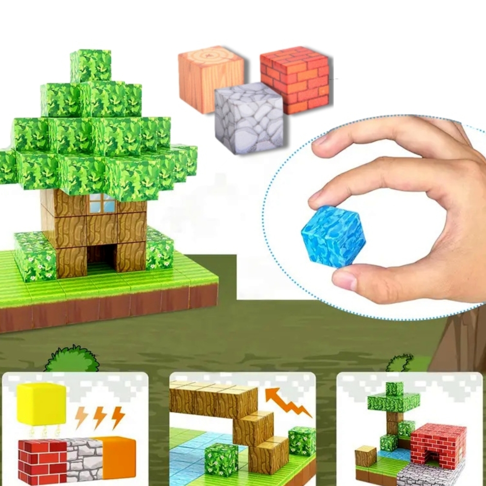 Magnetinis konstruktorius WOOPIE kubeliai World of Blocks, 108 vnt-Žaislai, Konstruktoriai, Magnetiniai konstruktoriai-e-vaikas