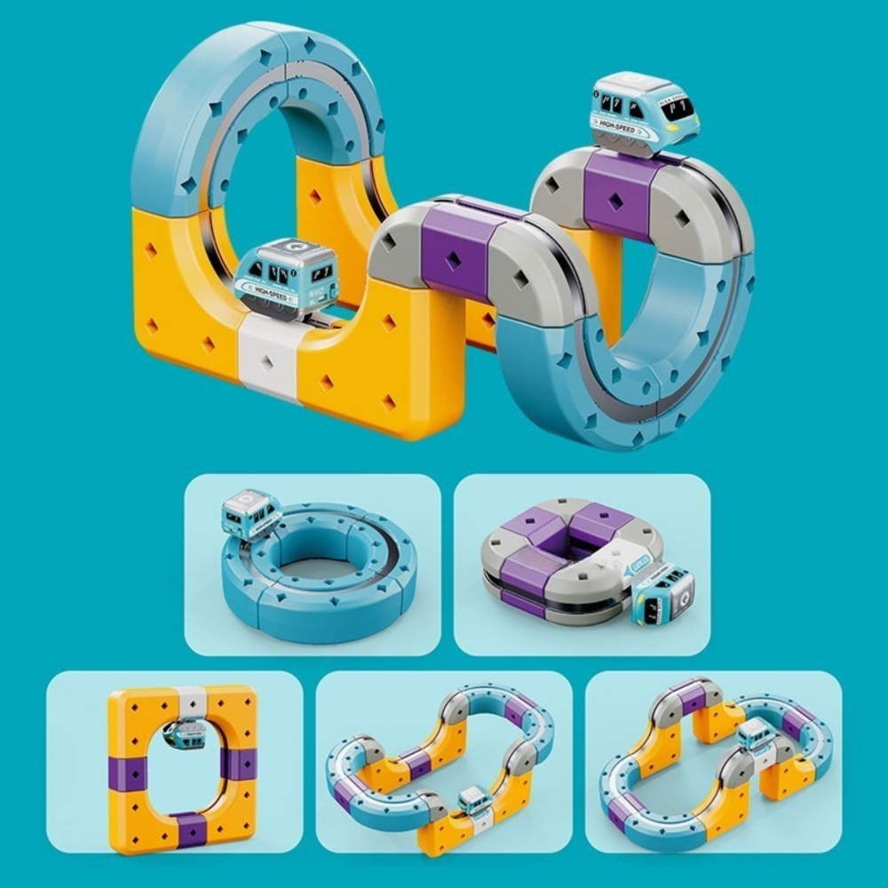 WOOPIE Magnetic Train Track Construction Set with Attraction Effect 54 pcs.					