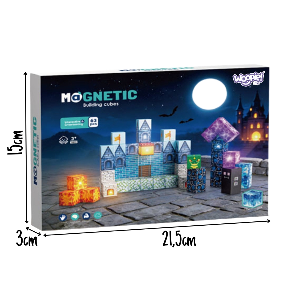 Magnetinis konstruktorius WOOPIE kubeliai Pixel Castle, 64 vnt-Žaislai, Konstruktoriai, Magnetiniai konstruktoriai-e-vaikas