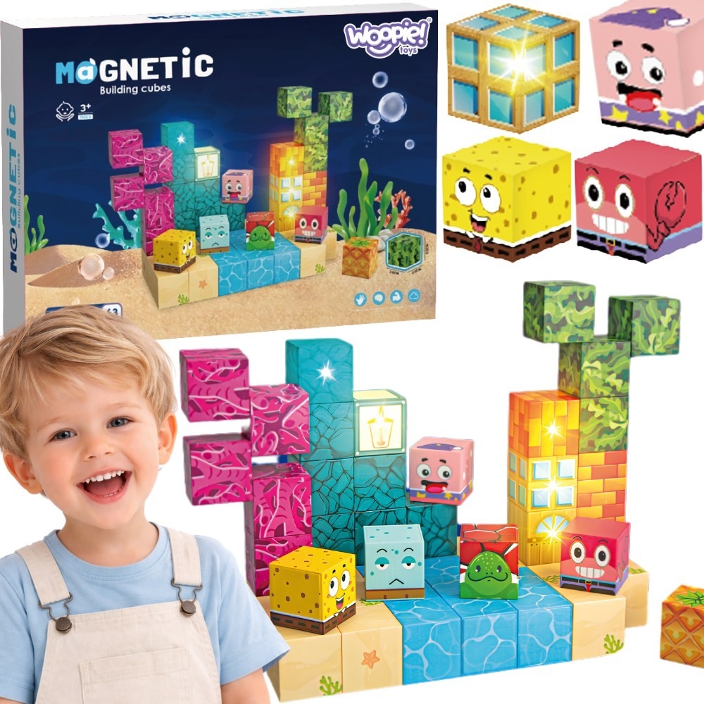 Magnetinis konstruktorius WOOPIE blokeliai Montessori jūros dėlionė 3D, 63 vnt-Žaislai, Konstruktoriai, Magnetiniai konstruktori