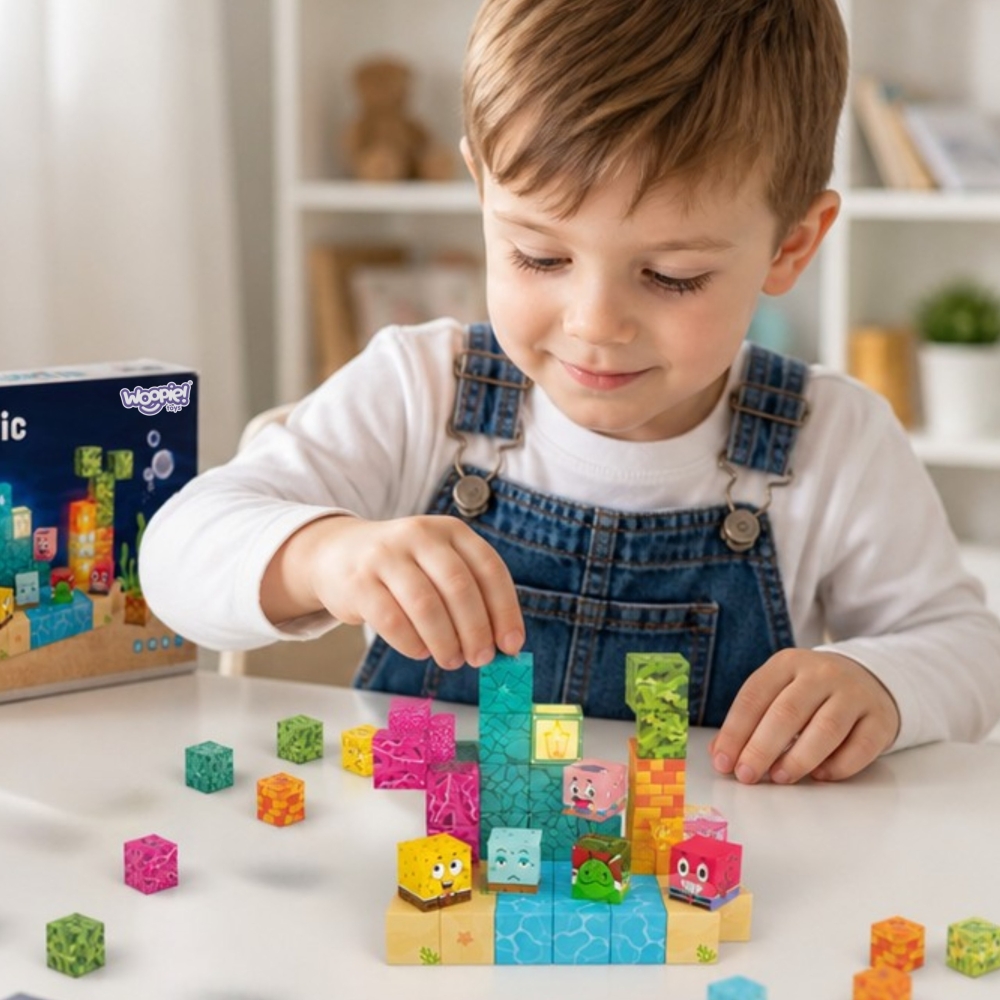 Magnetinis konstruktorius WOOPIE blokeliai Montessori jūros dėlionė 3D, 63 vnt-Žaislai, Konstruktoriai, Magnetiniai konstruktori