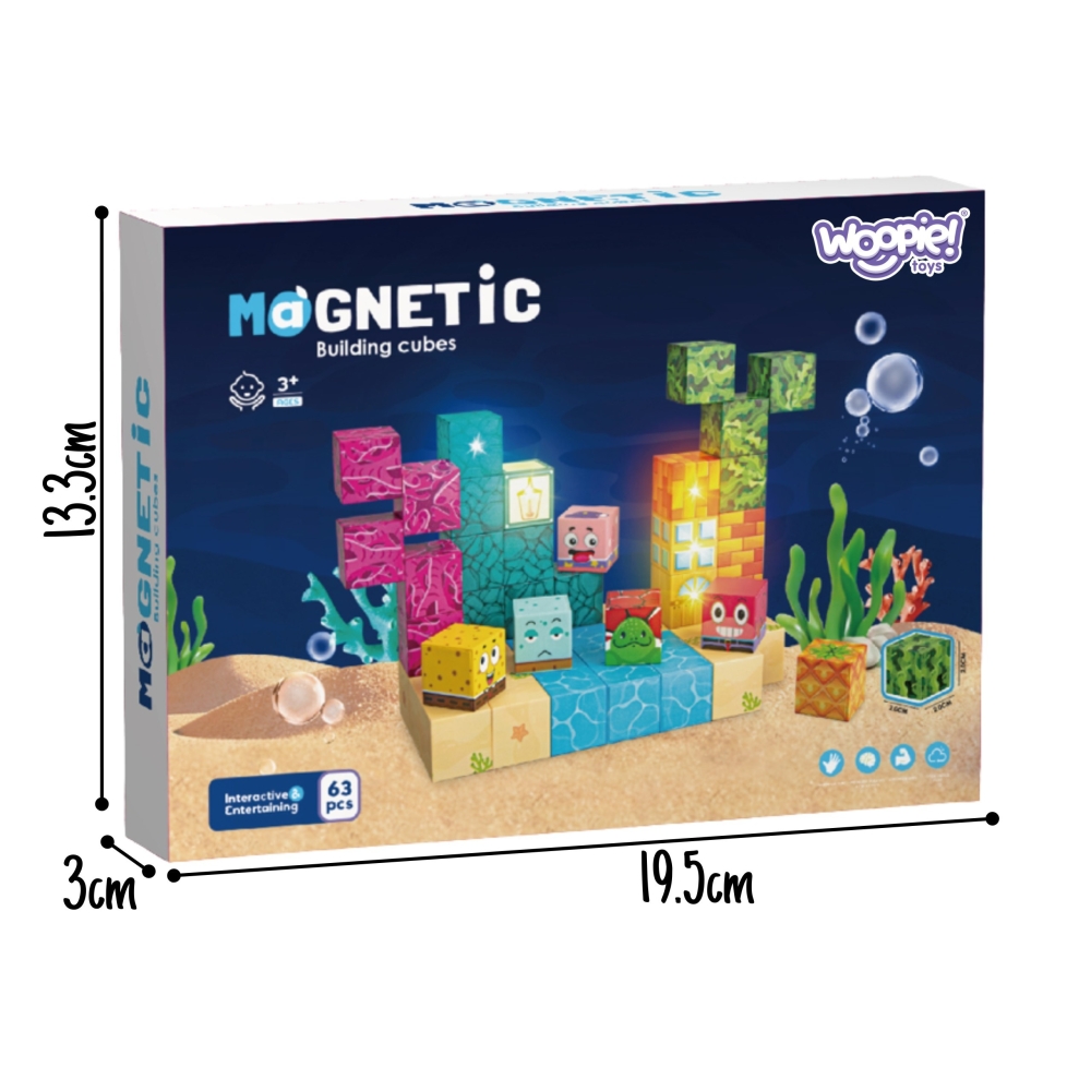 Magnetinis konstruktorius WOOPIE blokeliai Montessori jūros dėlionė 3D, 63 vnt-Žaislai, Konstruktoriai, Magnetiniai konstruktori