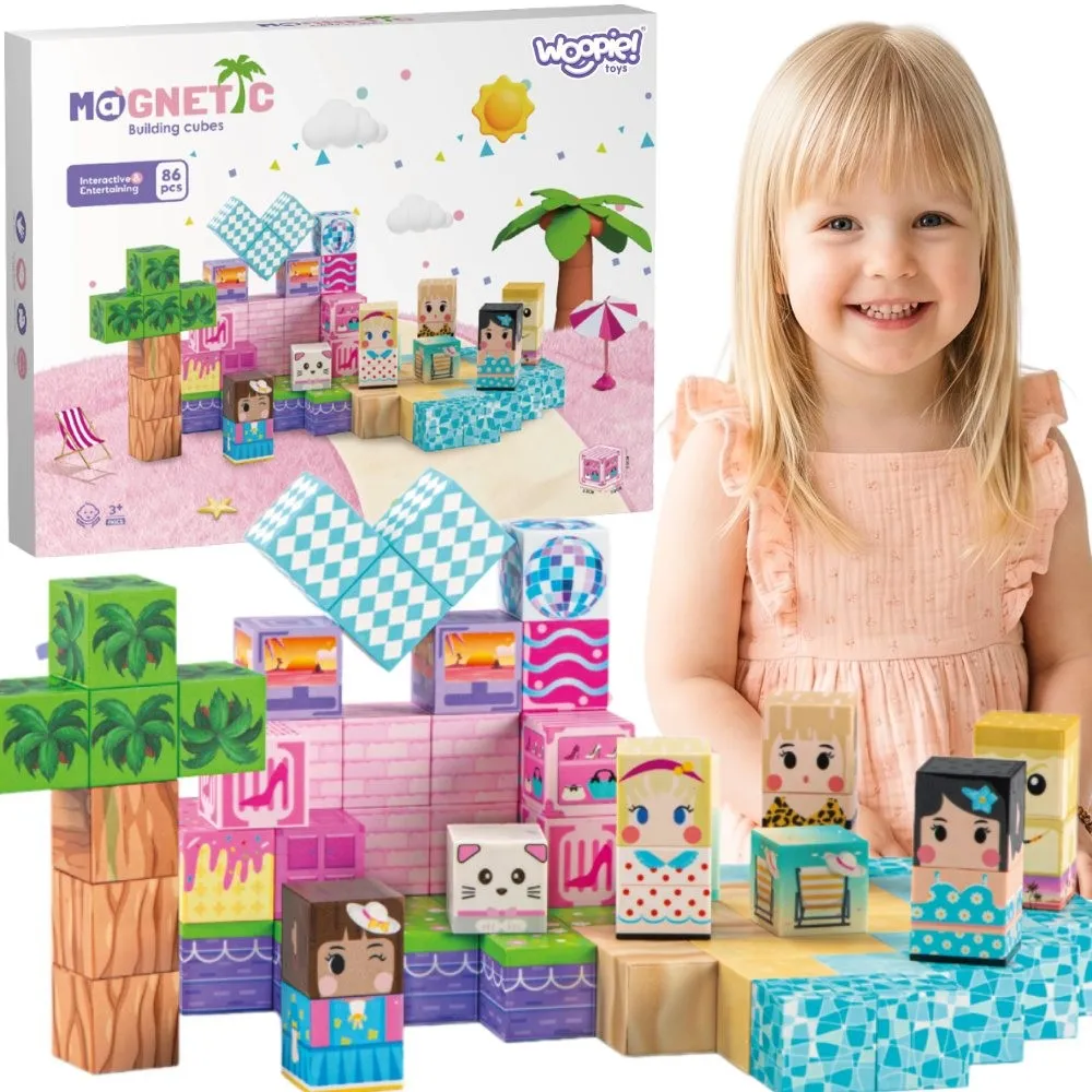 Magnetinis konstruktoriu WOOPIE kubeliai 3D Montessori (86 el.)-Žaislai, Konstruktoriai, Magnetiniai konstruktoriai-e-vaikas