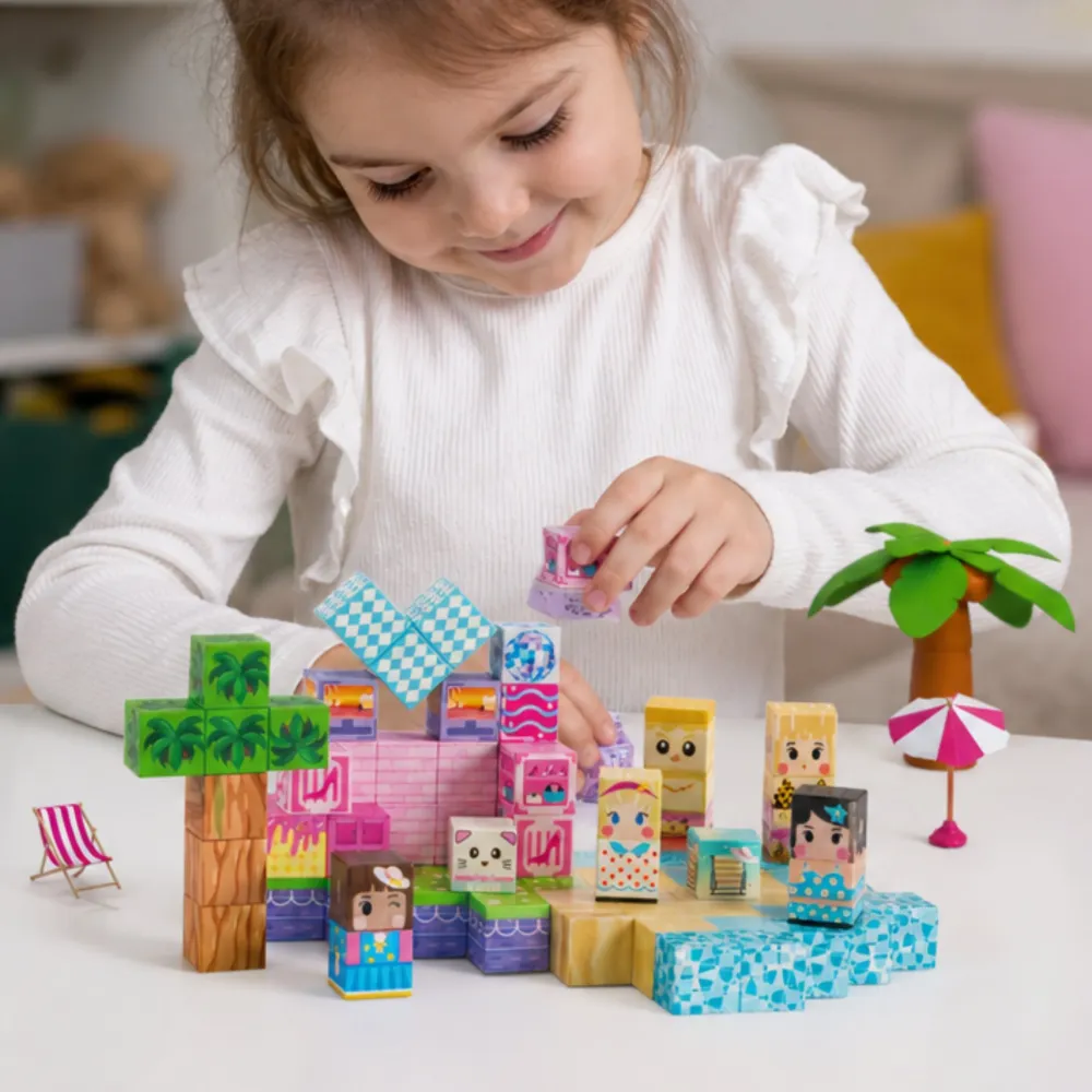 Magnetinis konstruktoriu WOOPIE kubeliai 3D Montessori (86 el.)-Žaislai, Konstruktoriai, Magnetiniai konstruktoriai-e-vaikas