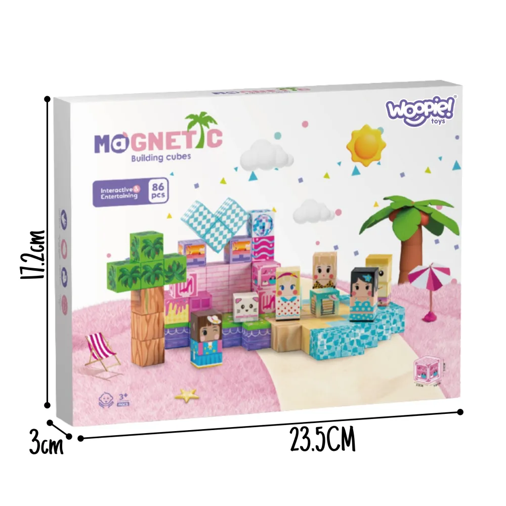 Magnetinis konstruktoriu WOOPIE kubeliai 3D Montessori (86 el.)-Žaislai, Konstruktoriai, Magnetiniai konstruktoriai-e-vaikas