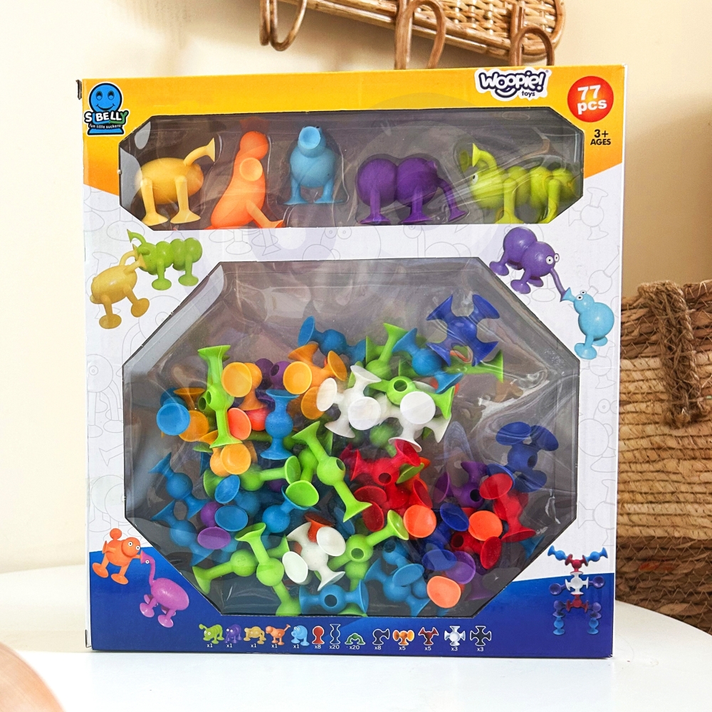 Statybinis konstruktorius WOOPIE su siurbtukais Crazy Animals-LEKER-e-vaikas