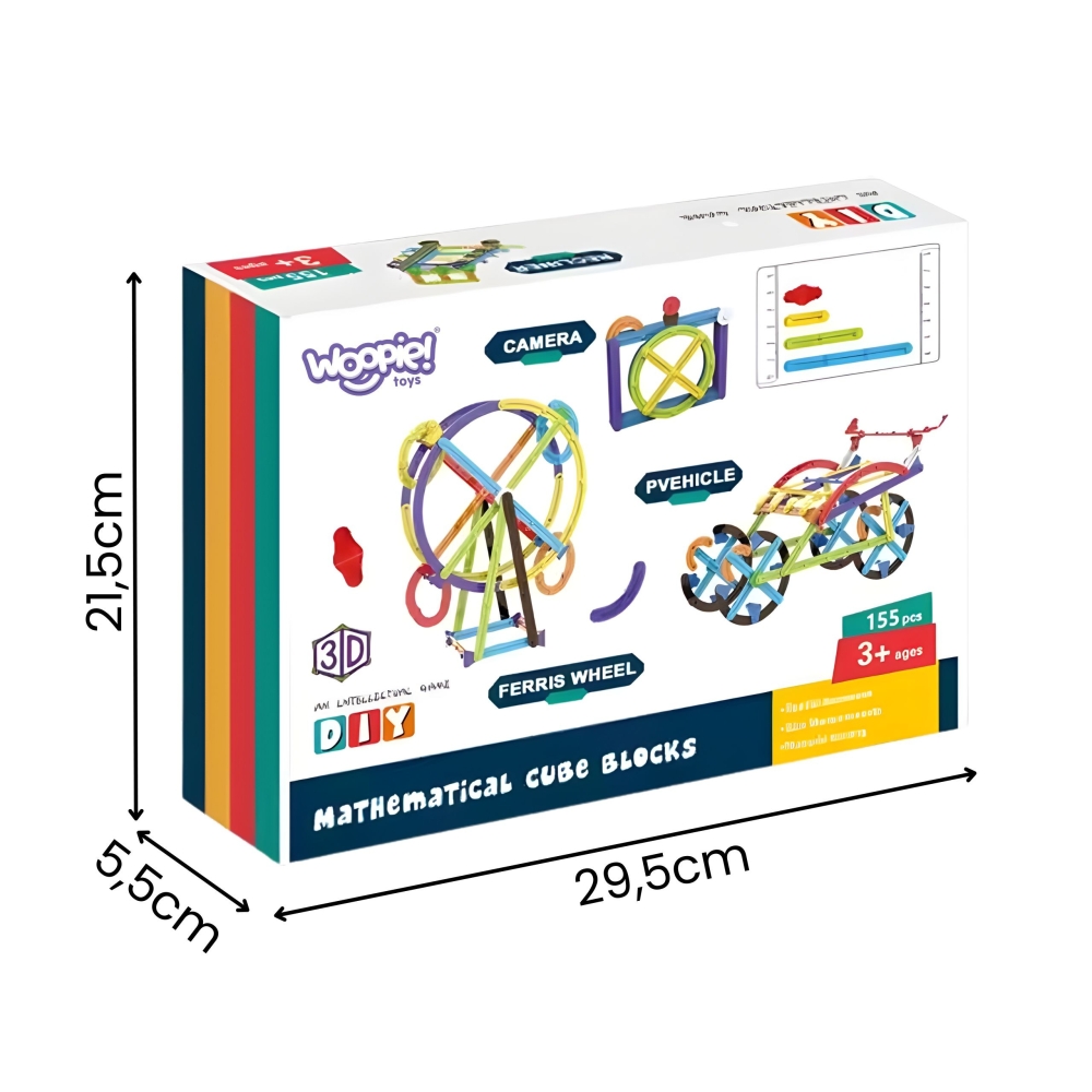 WOOPIE Mathematical Construction Blocks 3D Educational 155 pcs 