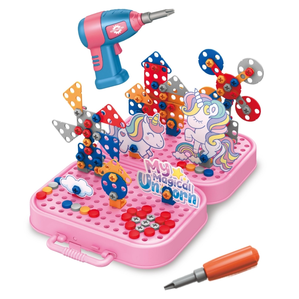 Konstruktorius 3D Woopie Unicorn rožiniame lagamine-LEKER-e-vaikas