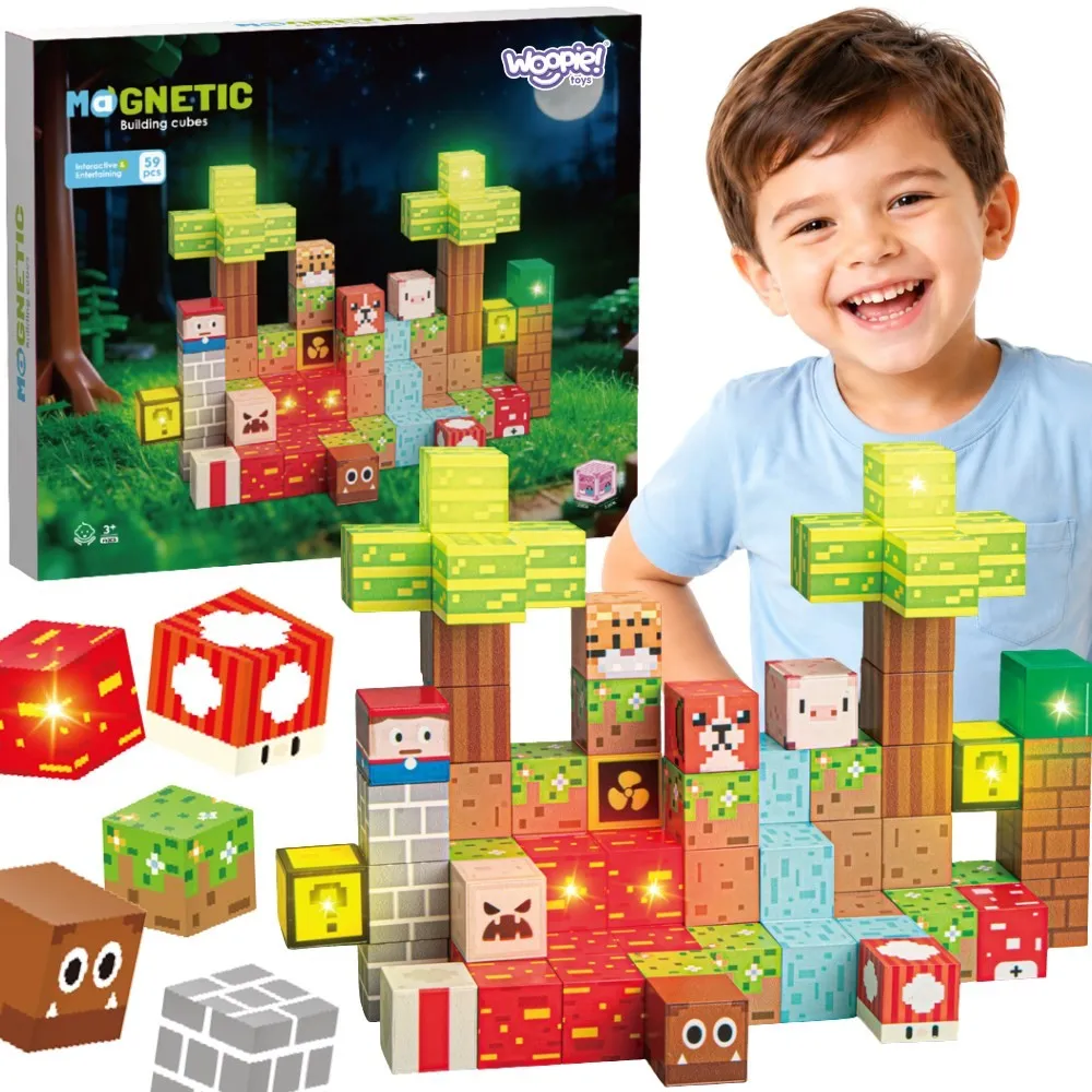 Magnetinis konstruktorius WOOPIE blokeliai „Miškas“, 75 vnt-Žaislai, Konstruktoriai, Magnetiniai konstruktoriai-e-vaikas