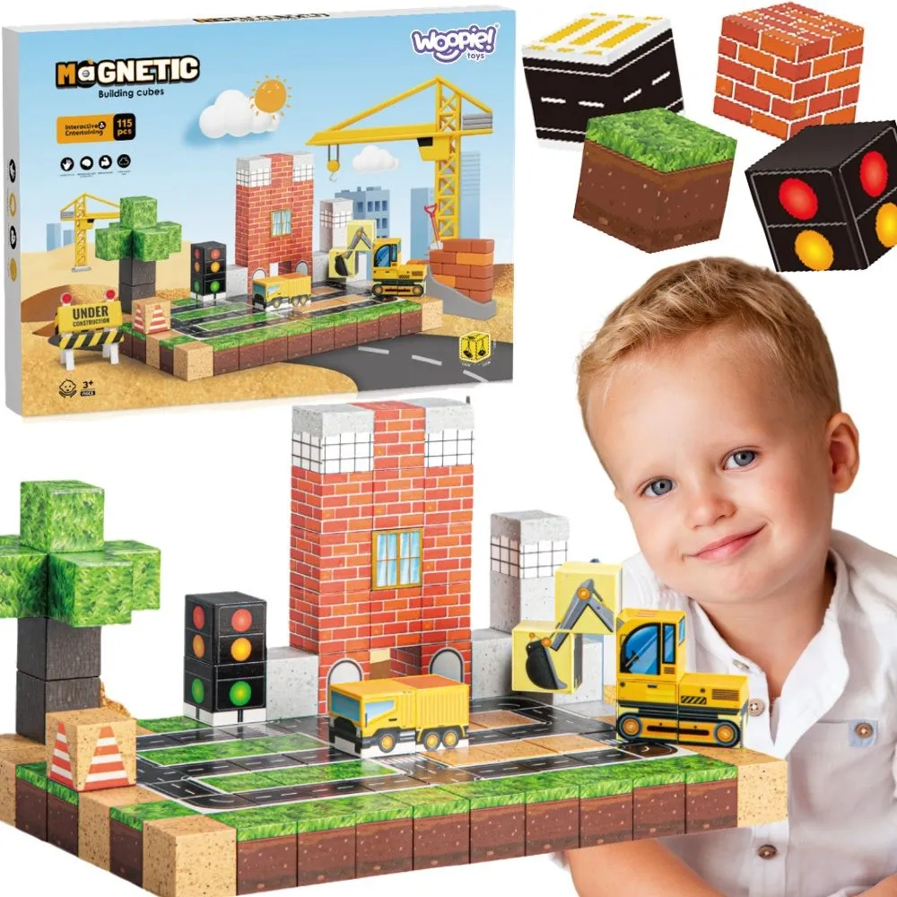 Magnetinis konstruktoriu WOOPIE statybiniai blokeliai „Statybvietė“, 115 el.