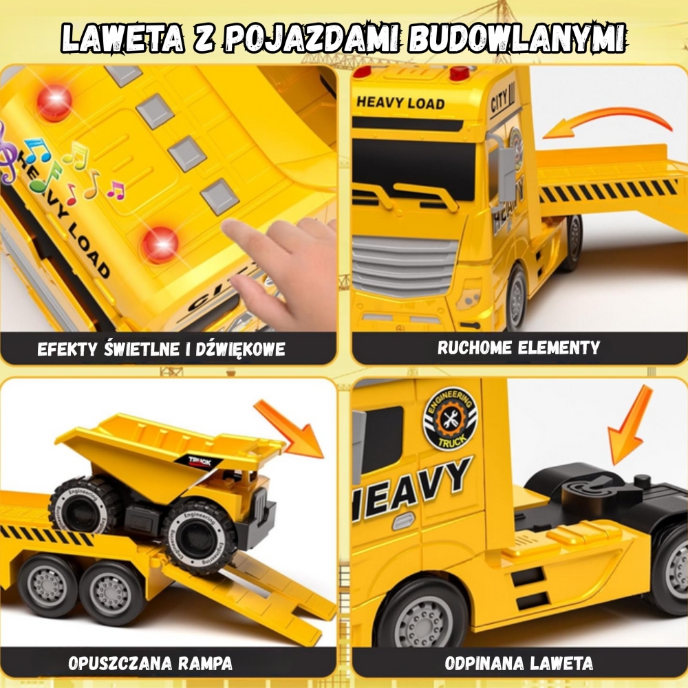 Vilkikas su statybinėmis transporto priemonėmis WOOPIE-LEKER-e-vaikas