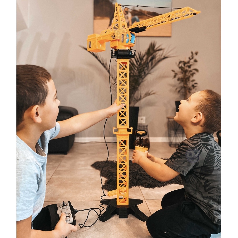 Nuotoliniu būdu valdomas kranas WOOPIE 103 cm ilgio ekskavatorius + 4 priedai-LEKER-e-vaikas