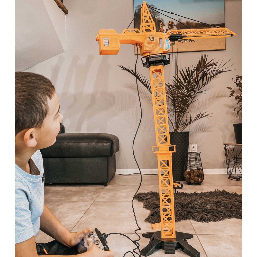 Nuotoliniu būdu valdomas kranas WOOPIE 103 cm ilgio ekskavatorius + 4 priedai-LEKER-e-vaikas