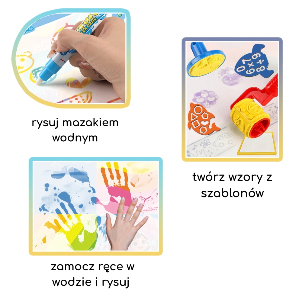 Vandens tapybos kilimėlis WOOPIE kūrybinis rinkinys su priedais-LEKER-e-vaikas