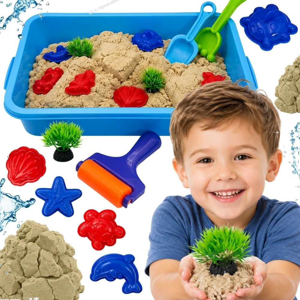 Kinetinis smėlio rinkinys WOOPIE Magic for Water – 18 dalių su dėklu-Žaislai, Kūrybiniai žaislai, Lipdymas-e-vaikas