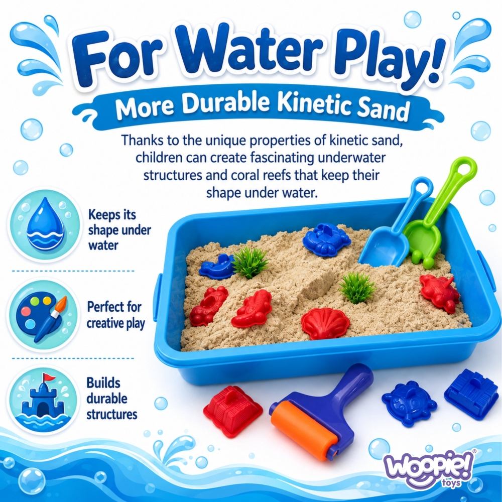 Kinetinis smėlio rinkinys WOOPIE Magic for Water – 18 dalių su dėklu-Žaislai, Kūrybiniai žaislai, Lipdymas-e-vaikas