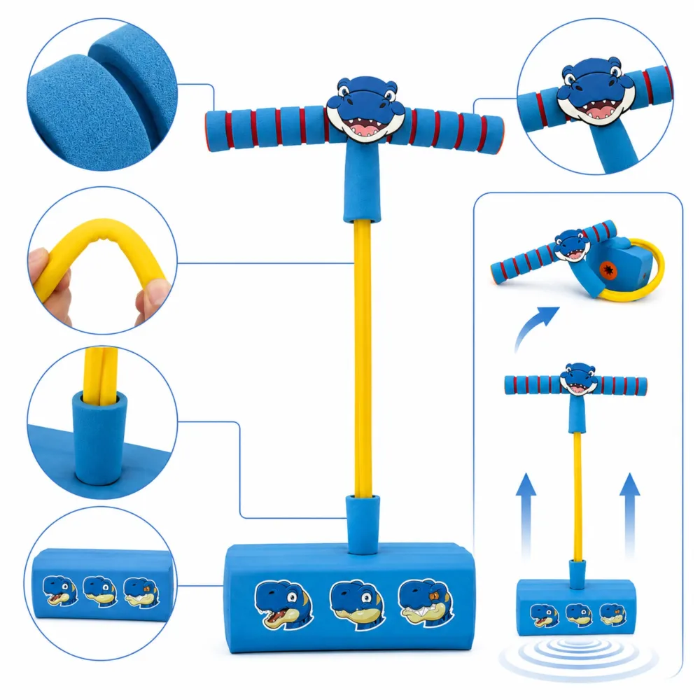 WOOPIE Foam Pogo Jumper for Kids Blue Dinosaur 