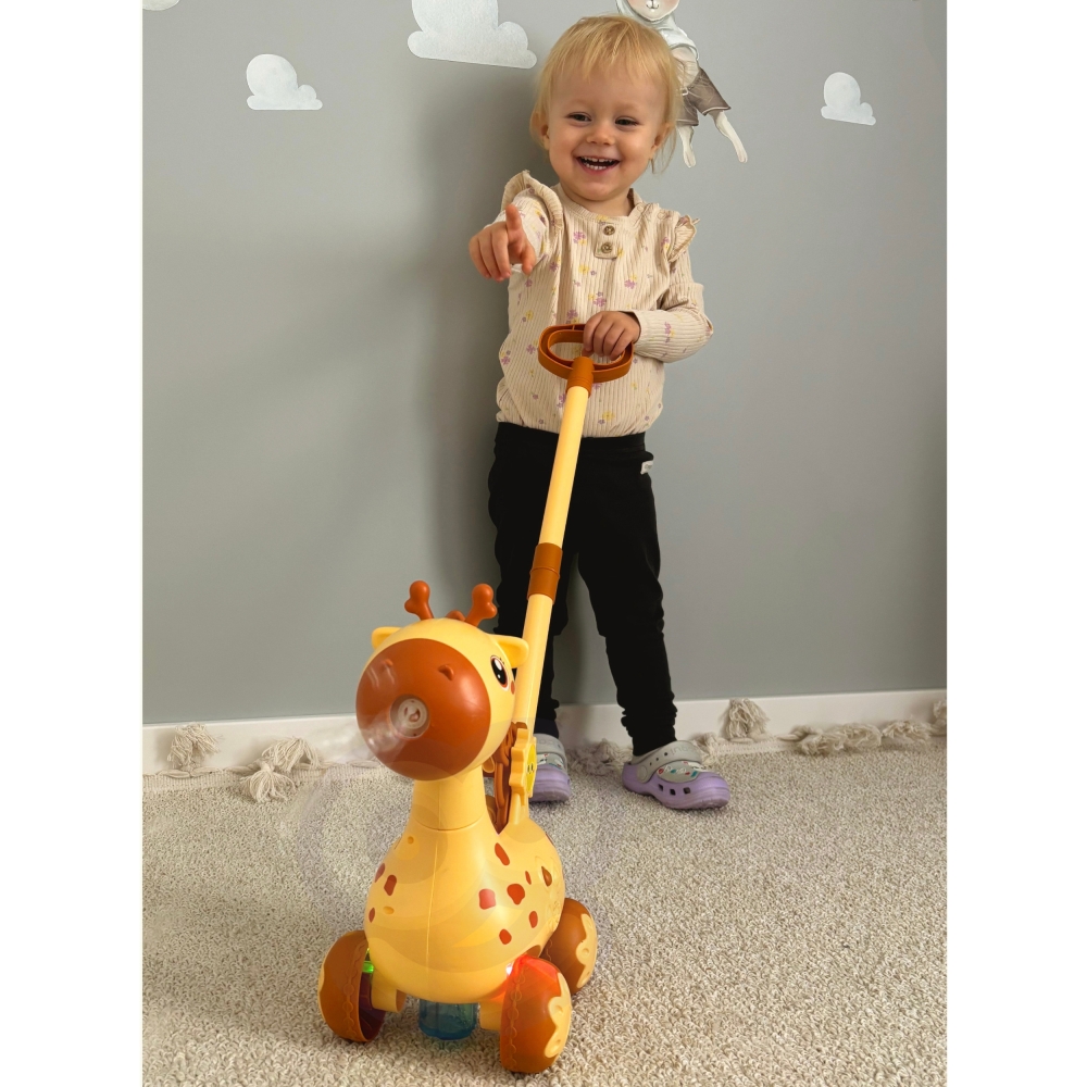 Muilo burbulų pūstuvas stumdukas WOOPIE Giraffe Pusher 2-in-1-LEKER-e-vaikas