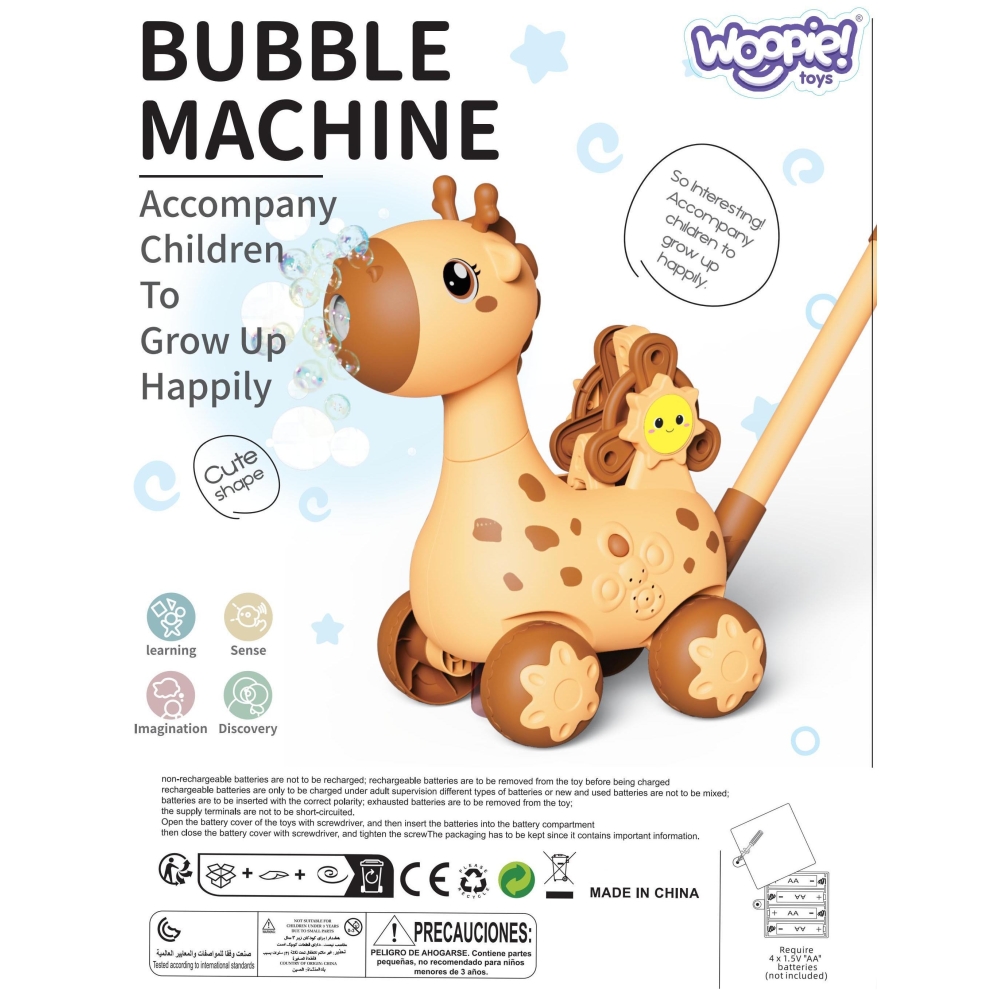 WOOPIE Giraffe Pusher 2-in-1 Bubble Machine for Kids					