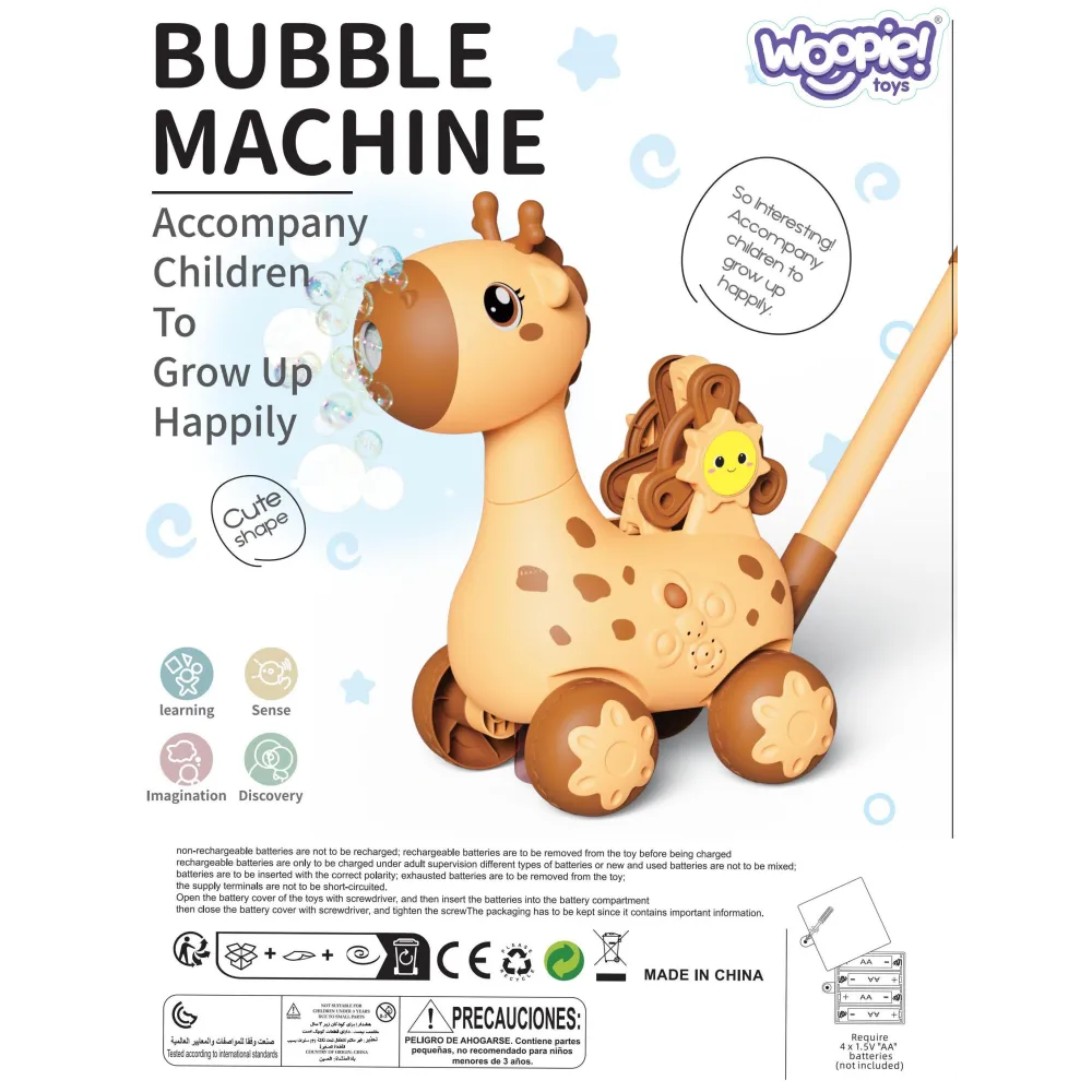Muilo burbulų pūstuvas stumdukas WOOPIE Giraffe Pusher 2-in-1-LEKER-e-vaikas