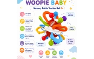 Barškutis-kramtukas WOOPIE BABY – jutiminis kamuoliukas kūdikiams, nuo 0 metų, minkštas-LEKER-e-vaikas