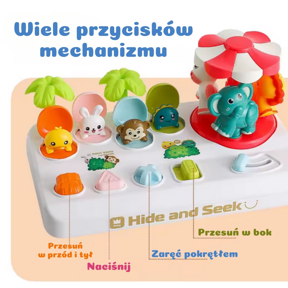 Interaktyvus žaislas WOOPIE BABY Pop-Up Animals karuselė-Žaislai, Kūdikiams, Žaislai mažyliams (iki 4 m.