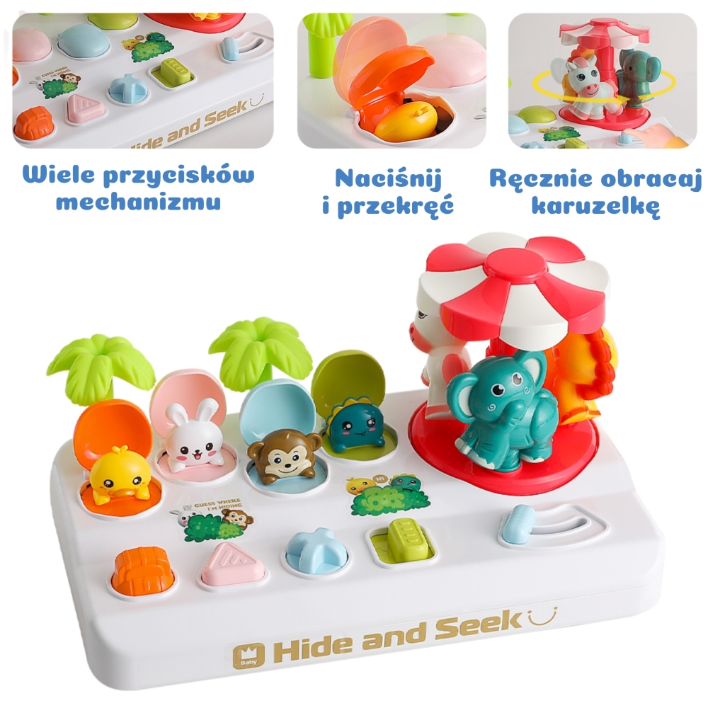 Interaktyvus žaislas WOOPIE BABY Pop-Up Animals karuselė-Žaislai, Kūdikiams, Žaislai mažyliams (iki 4 m.