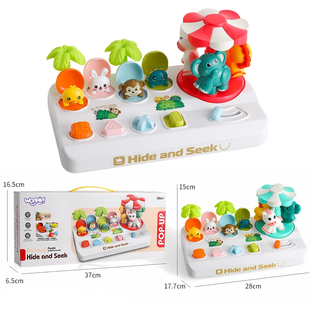 Interaktyvus žaislas WOOPIE BABY Pop-Up Animals karuselė-Žaislai, Kūdikiams, Žaislai mažyliams (iki 4 m.