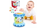 WOOPIE BABY Drum Music Box Projector 3-in-1 Musical Toy for Babies + Roller for Learning to Crawl					