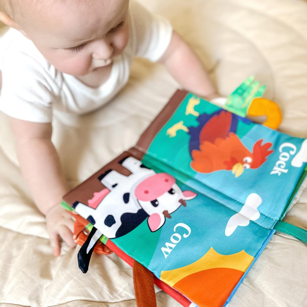 Minkšta knygelė iš audinio WOOPIE BABY Gyvūnų uodegėlės-LEKER-e-vaikas