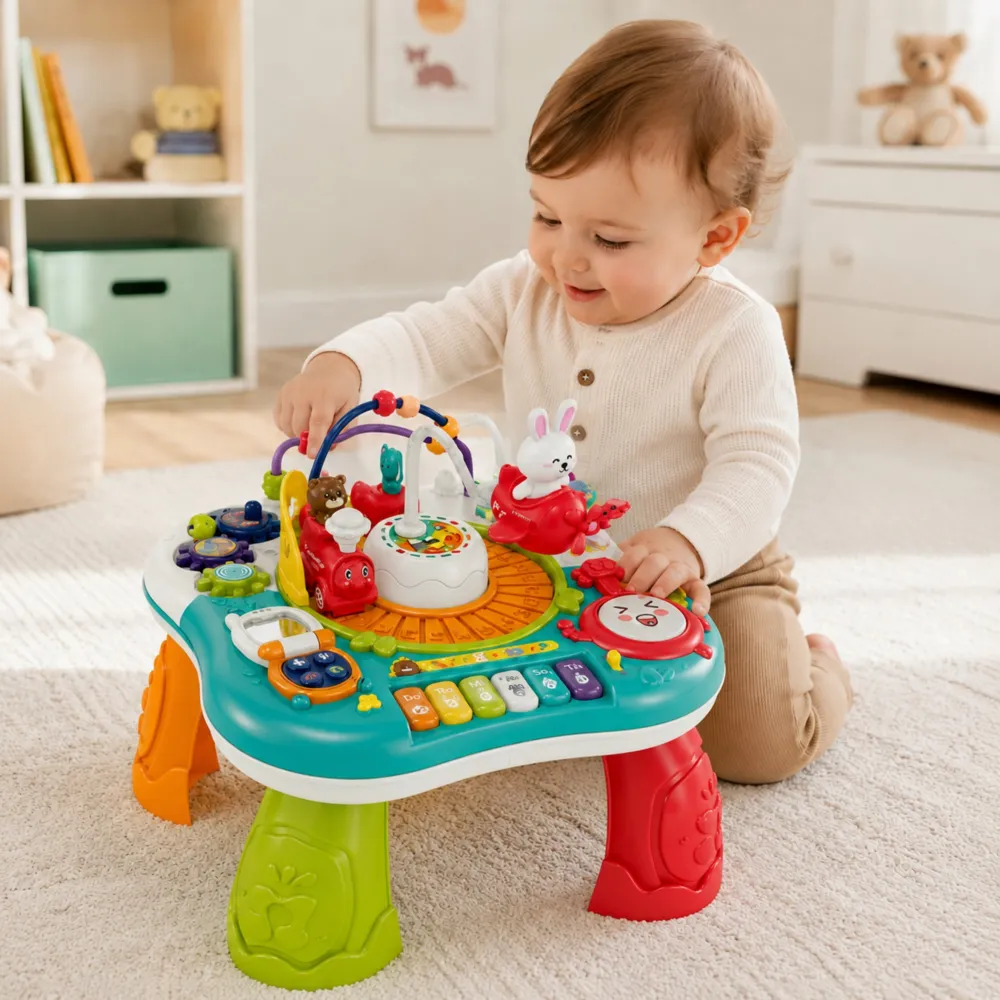 Interaktyvus mokomasis stalas su pianinu su garsais WOOPIE BABY 2-in-1-Žaislai, Kūdikiams, Žaislai mažyliams (iki 4 m.