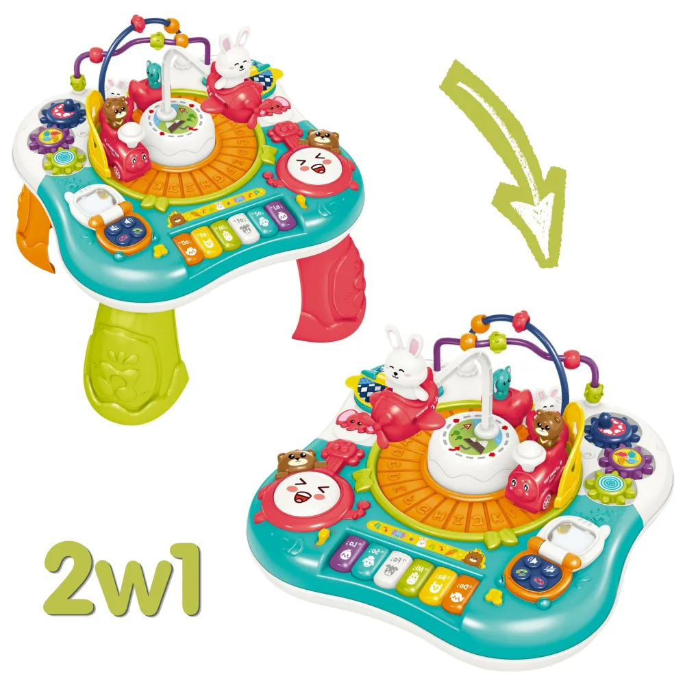 Interaktyvus mokomasis stalas su pianinu su garsais WOOPIE BABY 2-in-1-Žaislai, Kūdikiams, Žaislai mažyliams (iki 4 m.