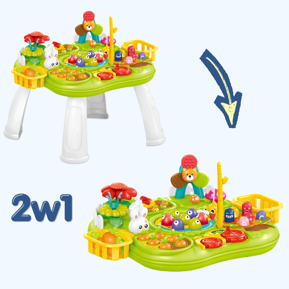 Interaktyvus mokomasis stalas WOOPIE 2-in-1: žvejybos žaidimas, plaktukas, rūšiuoklė, garsas, šviesa-Žaislai, Kūdikiams, Žaislai