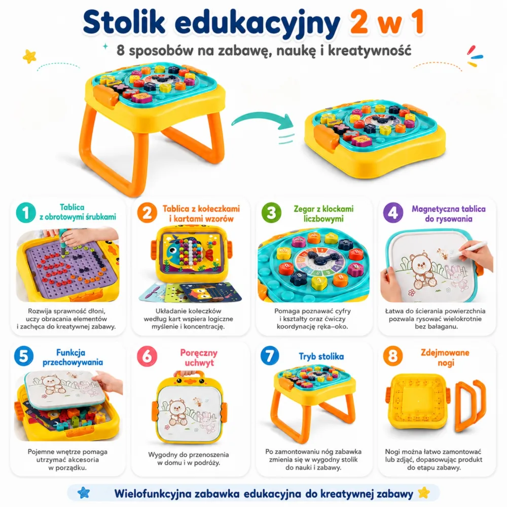 Interaktyvaus mokomojo stalo dirbtuvės WOOPIE 3-in-1 lenta-Žaislai, Kūdikiams, Žaislai mažyliams (iki 4 m.