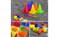 WOOPIE Garden Game Set 3 in 1 Throw at the Target Cones Hoops Bags 30 pcs.					