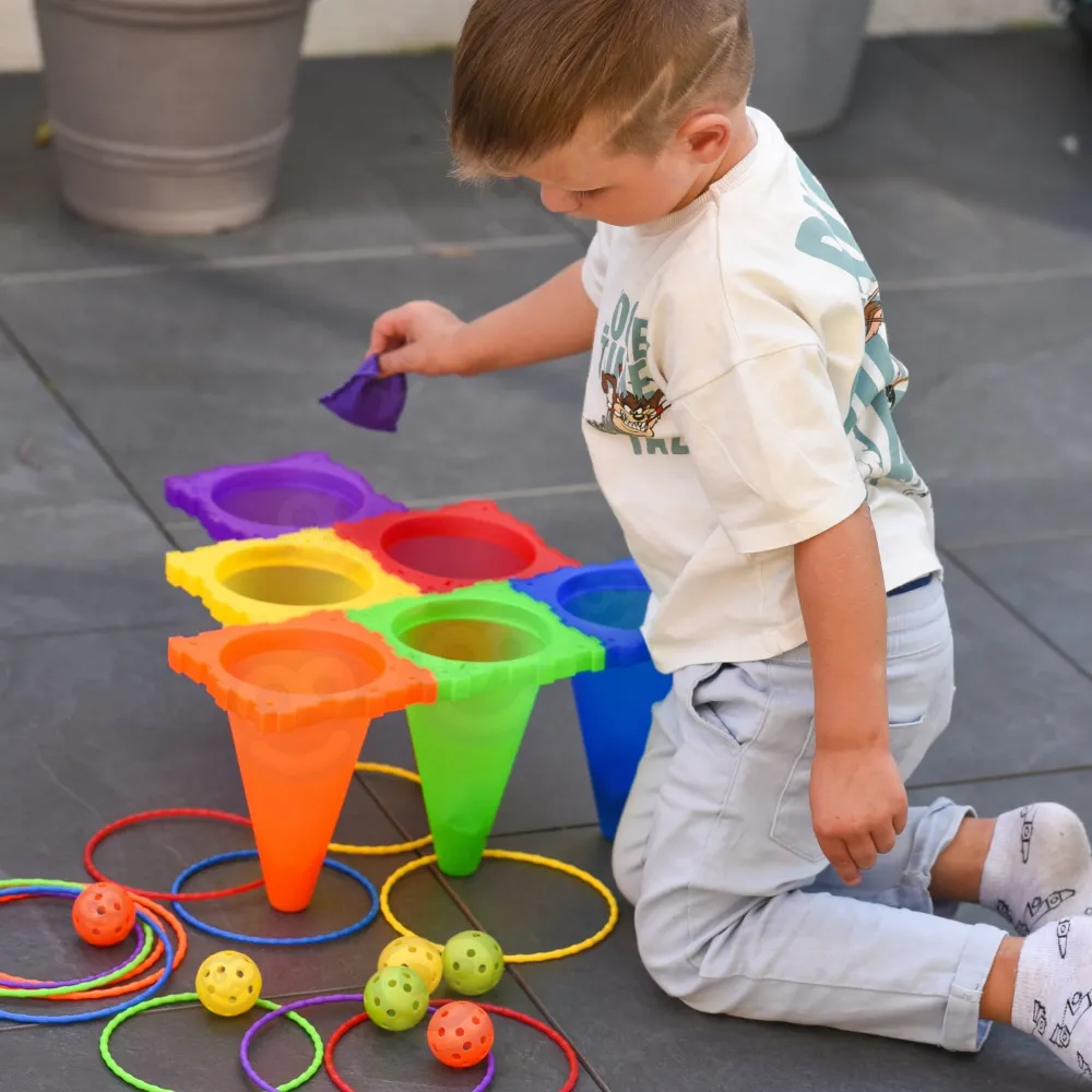 WOOPIE Garden Game Set 3 in 1 Throw at the Target Cones Hoops Bags 30 pcs. 