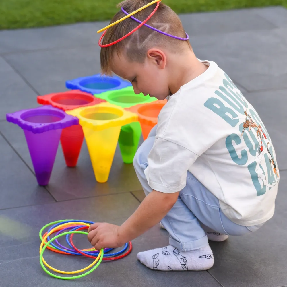 WOOPIE Garden Game Set 3 in 1 Throw at the Target Cones Hoops Bags 30 pcs. 