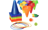 WOOPIE Garden Game Set 3 in 1 Throw at the Target Cones Hoops Bags 30 pcs.					