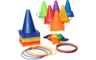 WOOPIE Garden Game Set 3 in 1 Throw at the Target Cones Hoops Bags 30 pcs.					