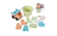 WOOPIE GREEN Sand Bucket Set with Car 11 pcs. BIODEGRADABLE ORGANIC MATERIAL					
