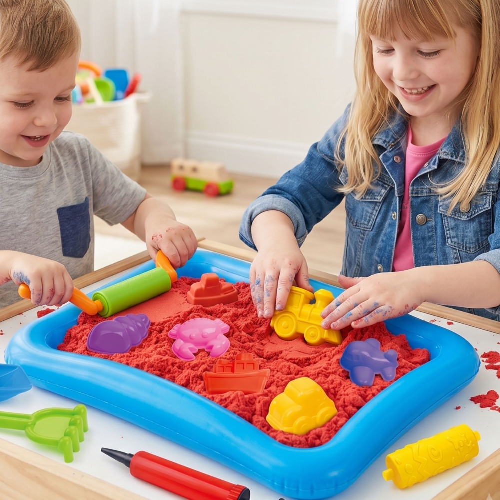 Kinetinio smėlio rinkinys Woopie stebuklingo baseino su formelėmis ir priedais (nuo 3 metų)-Žaislai, Kūrybiniai žaislai, Lipdyma