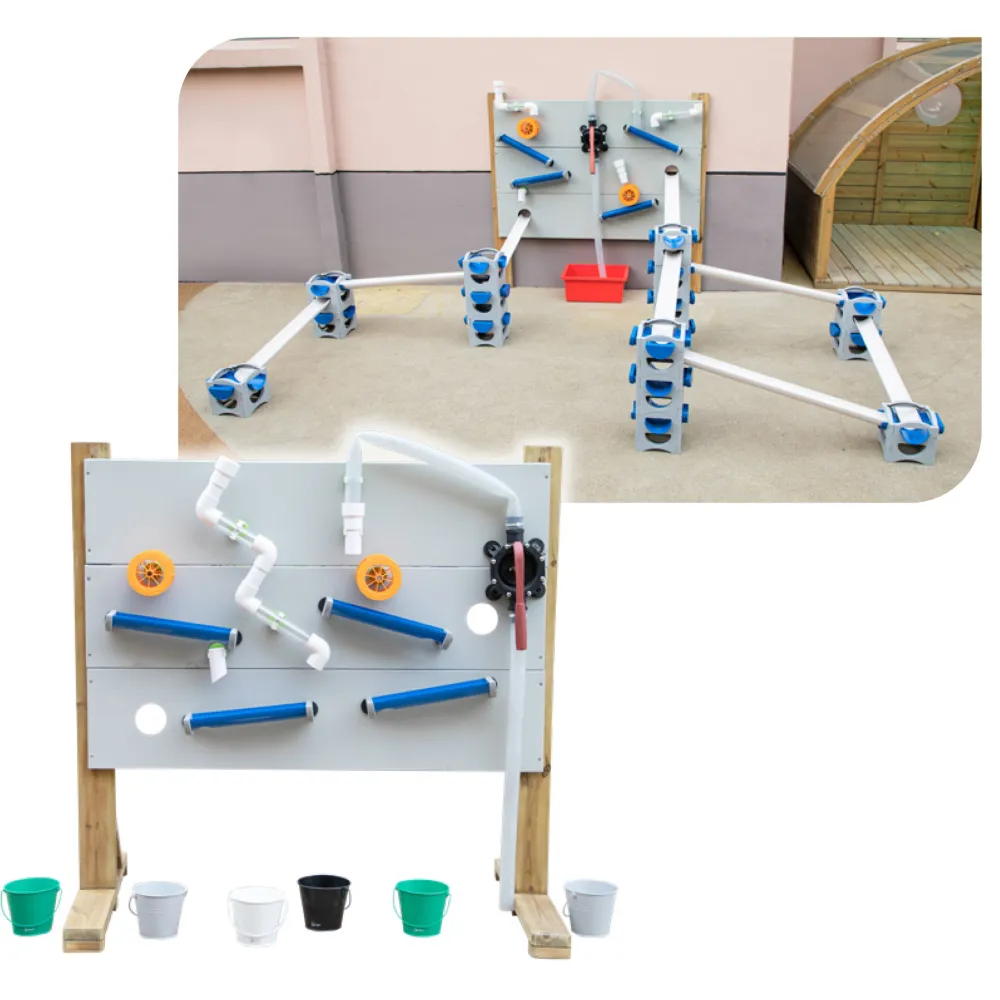 CLASSIC WORLD EDU Wooden Water Playground Set Stand + Water and Sand Conducting Accessories 