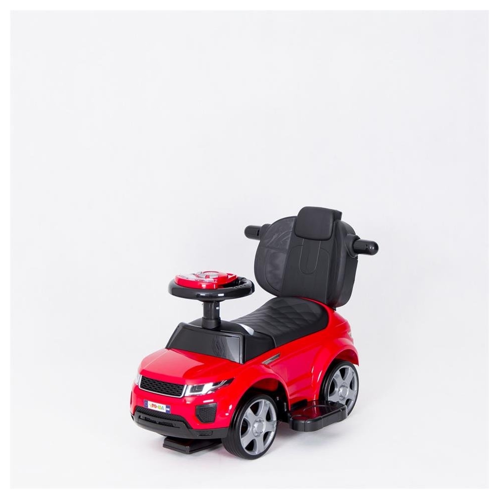 Paspiriama mašinėlė su rankena - 614R - guminiai ratai -RED