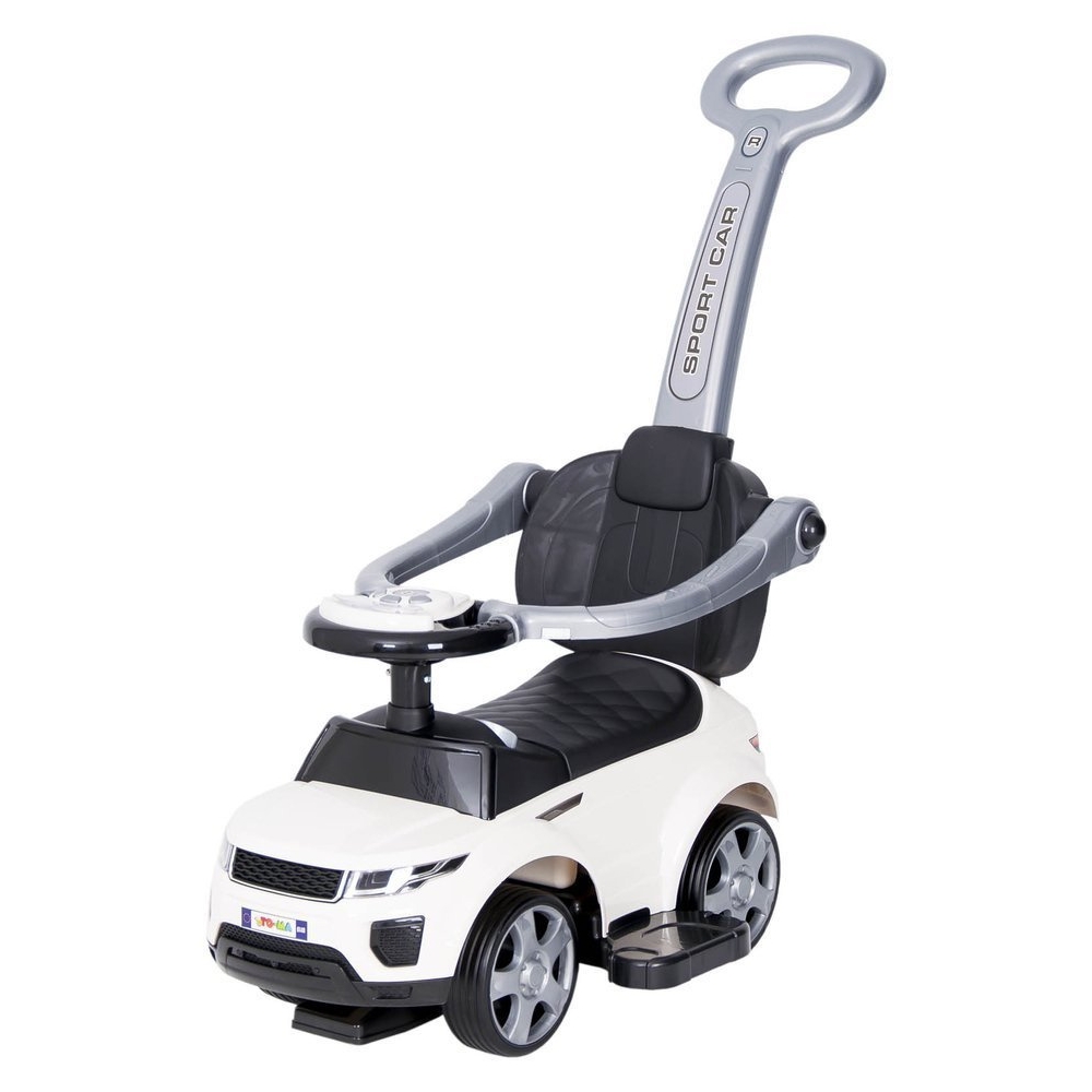 Ride-on car with handle - 614R - rubber wheels - WHITE