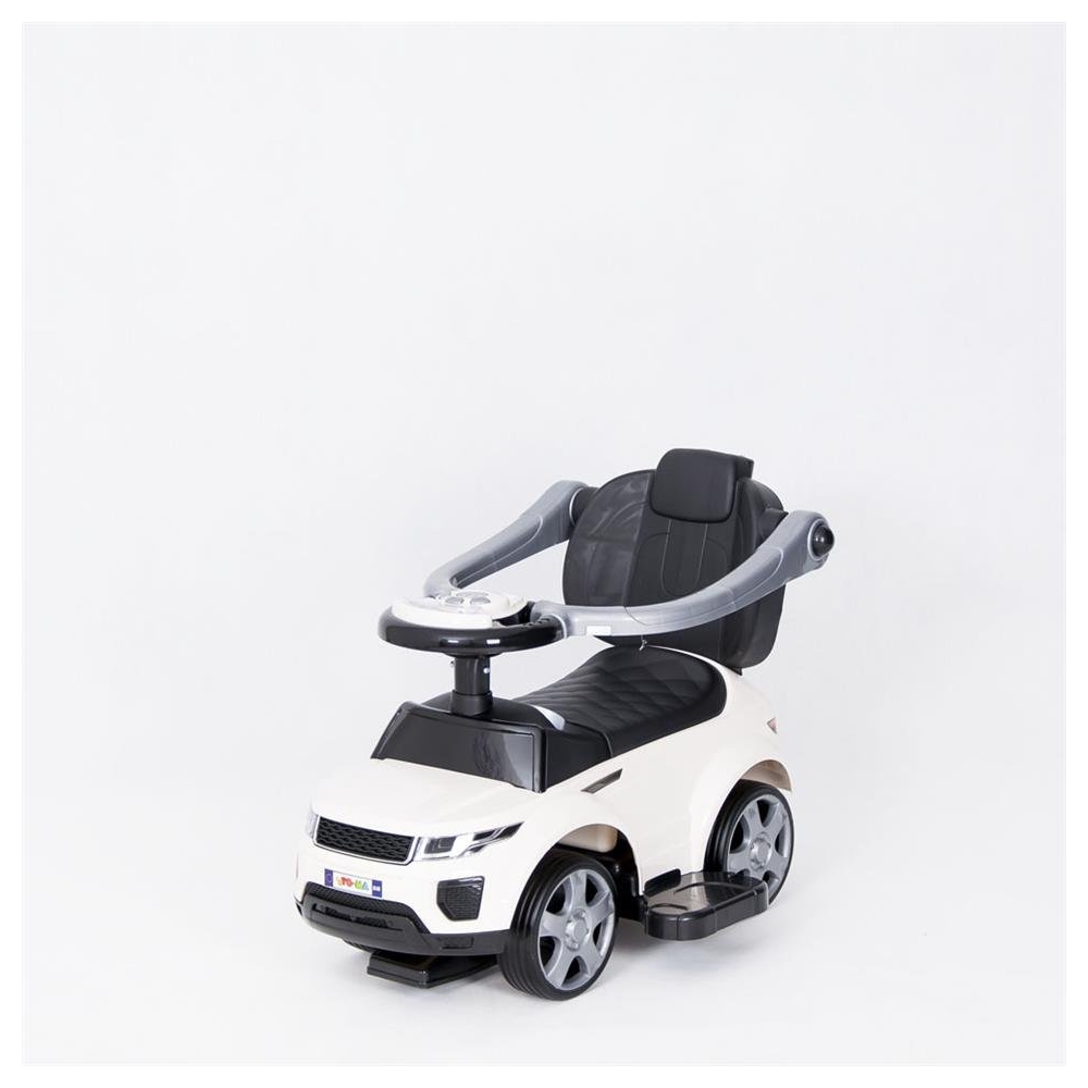 Paspiriama mašinėlė su rankena - 614R - guminiai ratai - BALTAS