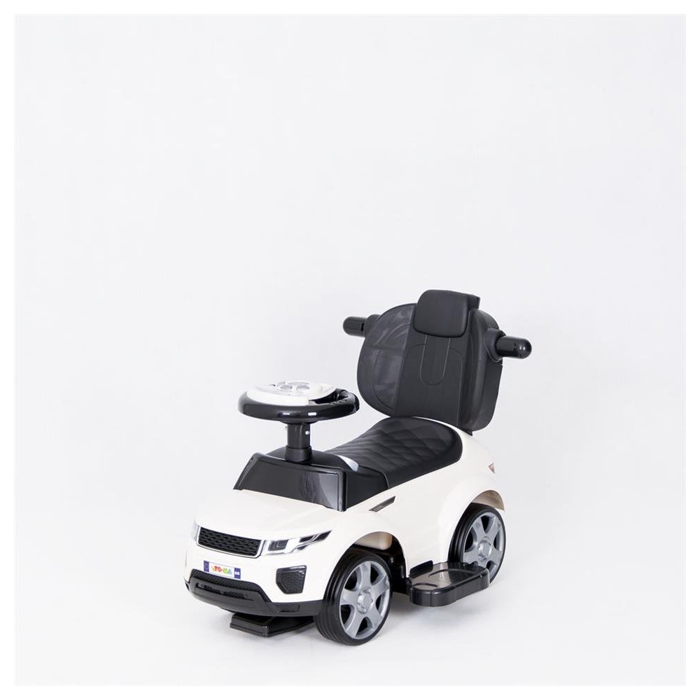 Paspiriama mašinėlė su rankena - 614R - guminiai ratai - BALTAS