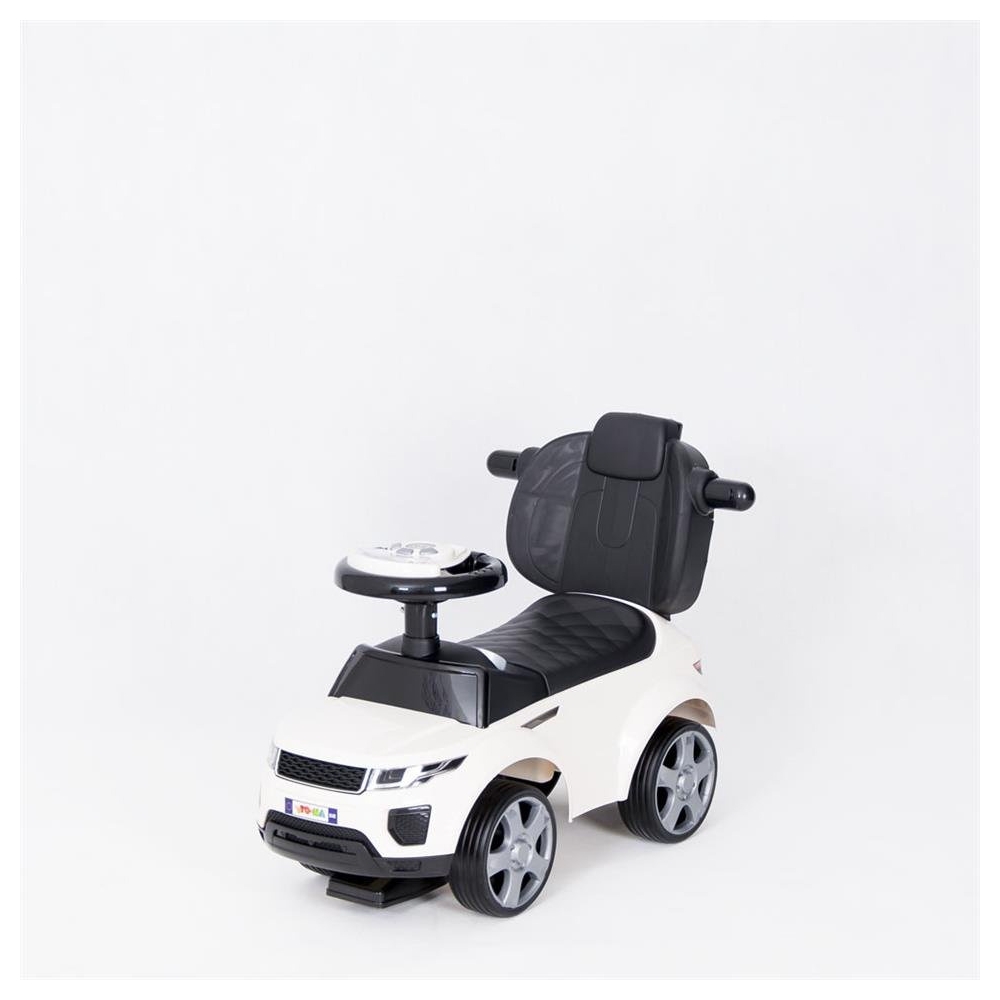 Paspiriama mašinėlė su rankena - 614R - guminiai ratai - BALTAS