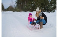 Sled metal with  handle to push - KUBUŚ - GREY