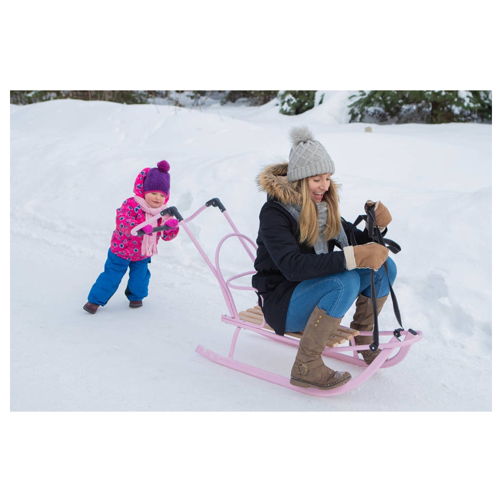 Sled metal with  handle to push - KUBUŚ - GREY